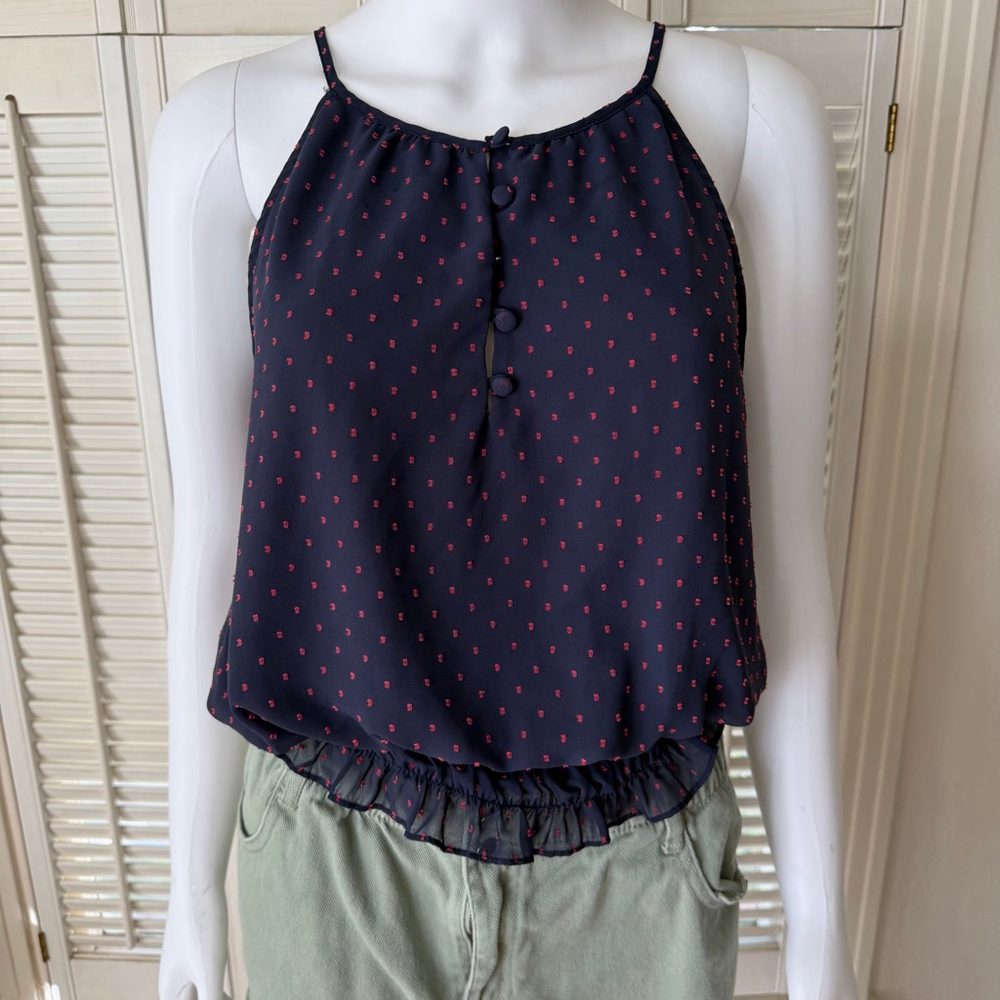 Women's ECLAIR Navy Red Polka Dot Tank Top M